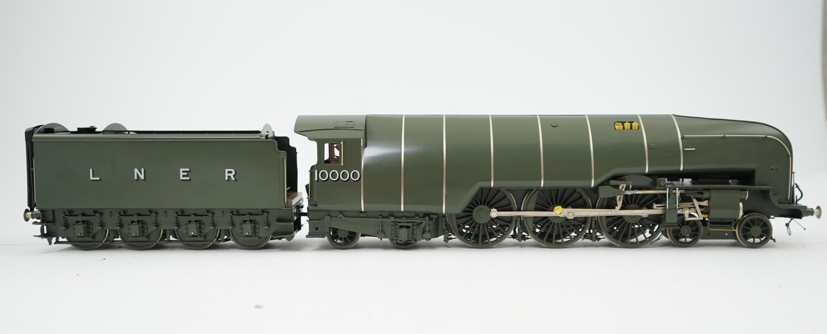 An 0 Gauge L.H. Loveless & Co. by F M Models, model of LNER Class W1 ‘Hush Hush’ 10000, 4-6-4 streamlined tender locomotive, powered for two rail operation, with original box.